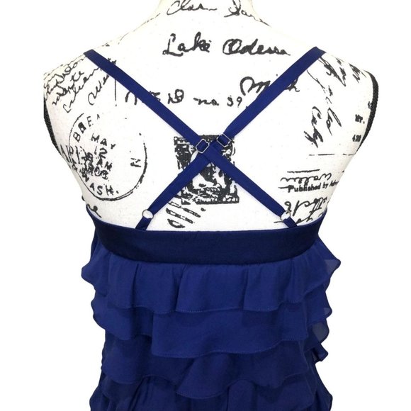 Size 12 NEW$200.00 ANTHROPOLOGIE VA ET VIEN SILK BLUE‎ RUFFLE PARTY DRESS W/TIE - Picture 11 of 13